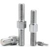 M12 x 80mm 1.75mm Pitch Hex Head Double End Studs Rods 304 Stainless-1