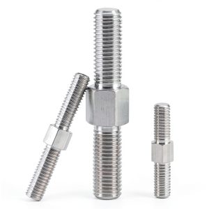 M12 x 80mm 1.75mm Pitch Hex Head Double End Studs Rods 304 Stainless-0